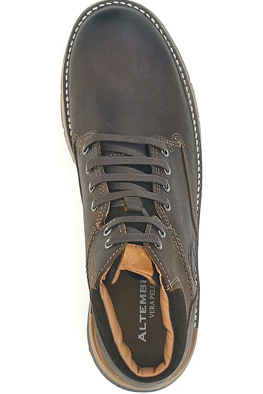 Scarpa Stringata Alta In Vera Pelle Marrone Altemberg 2432