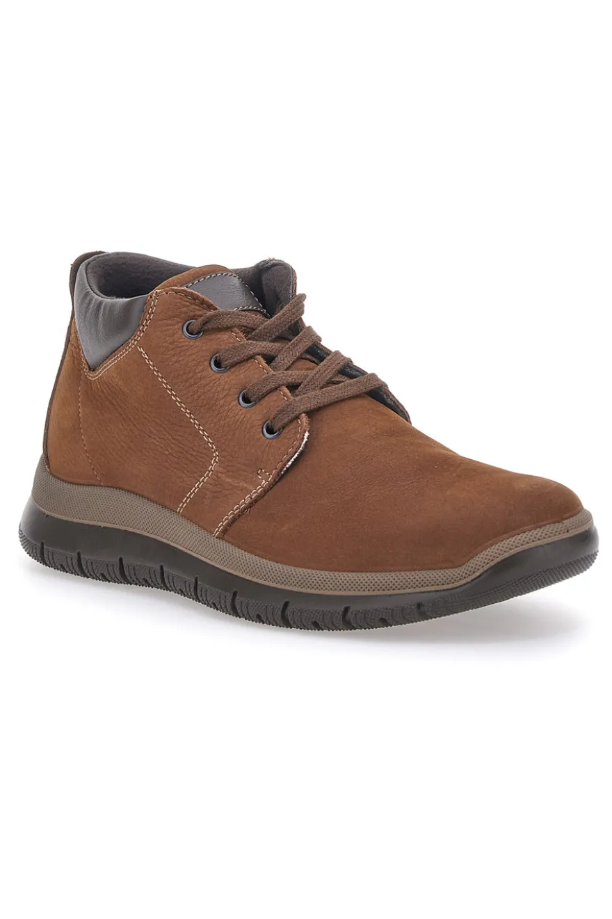 Scarpa Stringata Alta Vera Pelle Marrone Imac 452700