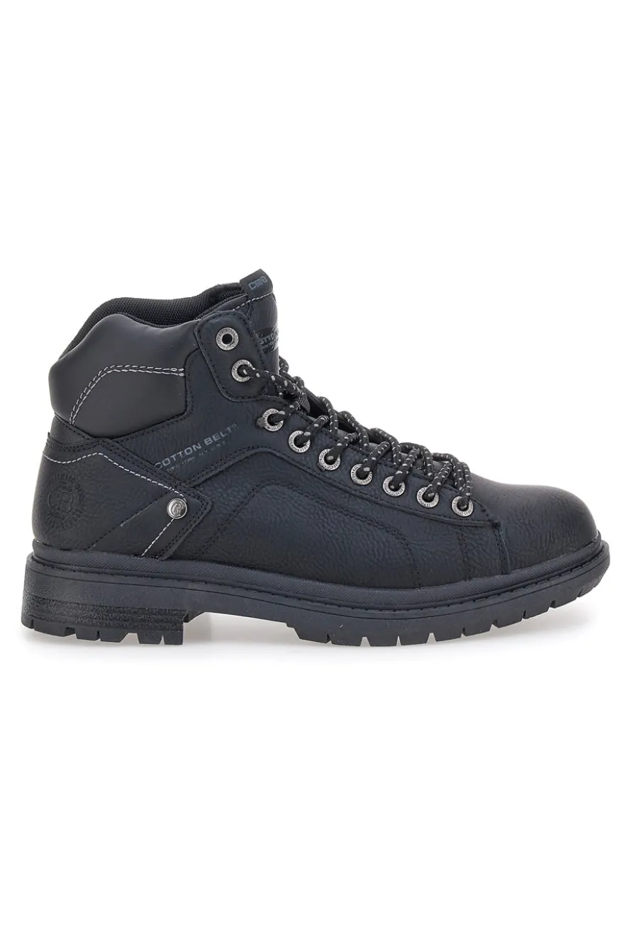 Scarpe alte nere stringate collo imbottito Cotton belt STANFORD LTH