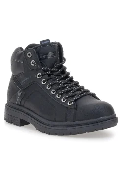 Scarpe alte nere stringate collo imbottito Cotton belt STANFORD LTH