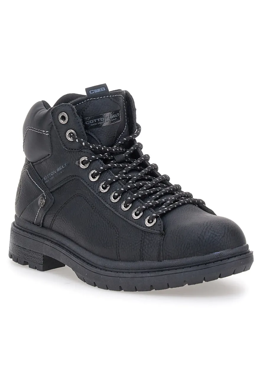 Scarpe alte nere stringate collo imbottito Cotton belt STANFORD LTH