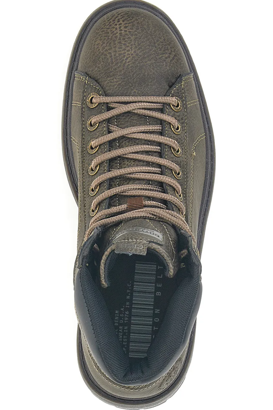 Scarpe alte oliva scuro effetto vintage collo imbottito Cotton belt STANFORD LTH