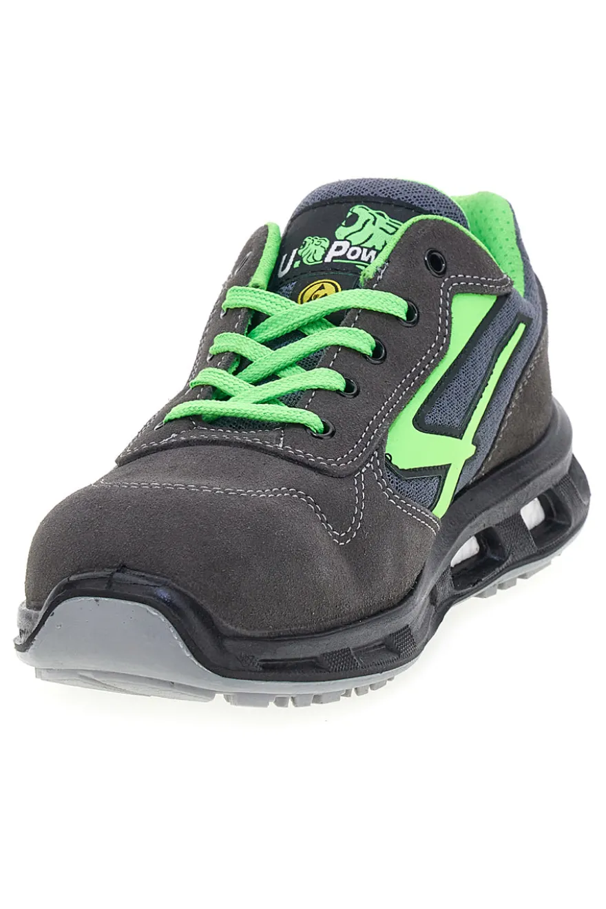 Scarpe antinfortunistiche da uomo grigio verdi basse in nylon U. Power Point S ESD S1PS FO SR