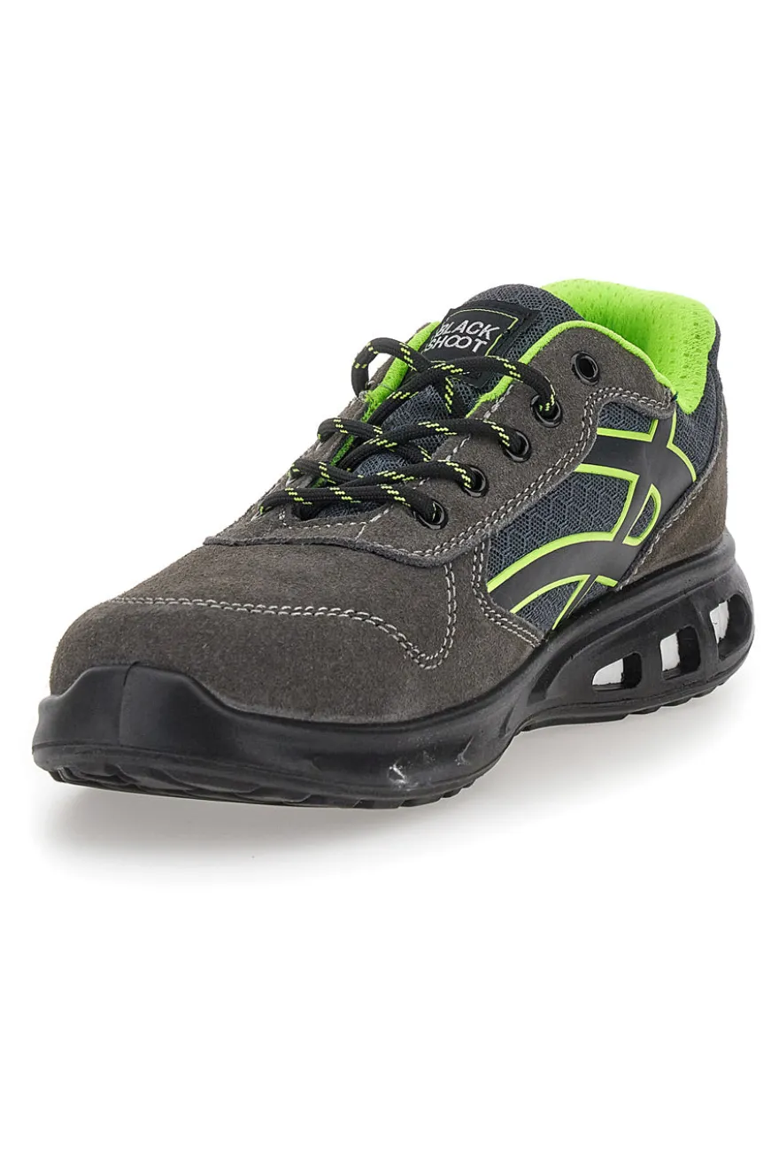 Scarpe antinfortunistiche basse grigie inserti fluo S1P Black shoot YL-5068-2 S1P