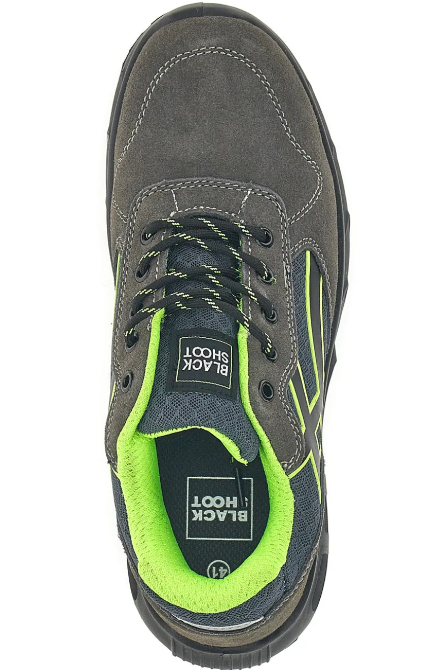 Scarpe antinfortunistiche basse grigie inserti fluo S1P Black shoot YL-5068-2 S1P