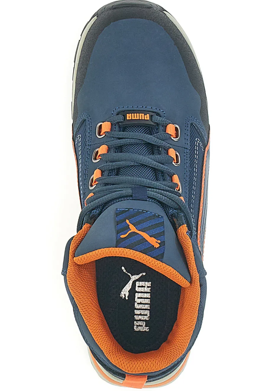 Scarpe antinfortunistiche blu e arancioni S3 Puma Safety Crosstwist Mid