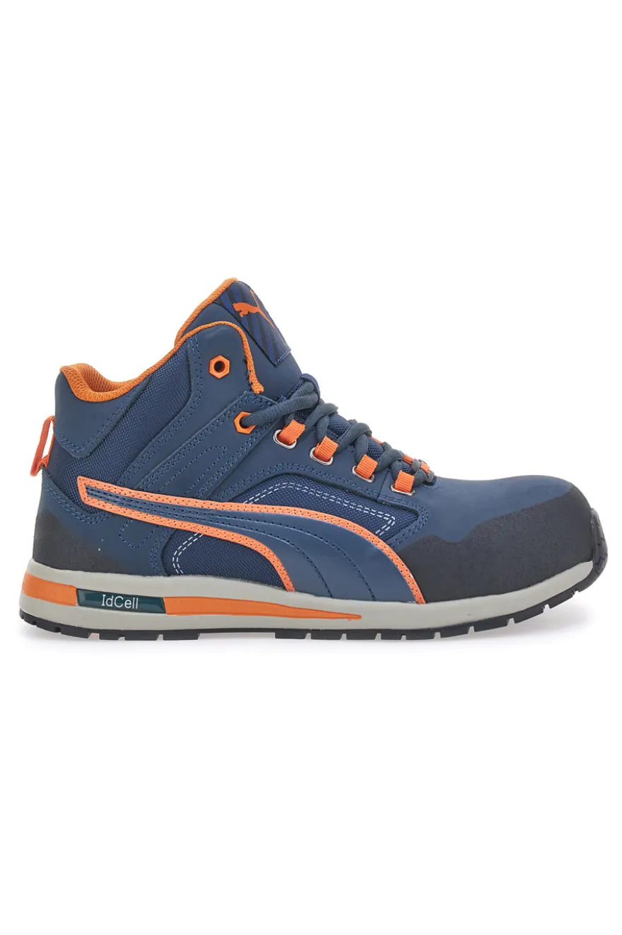 Scarpe antinfortunistiche blu e arancioni S3 Puma Safety Crosstwist Mid