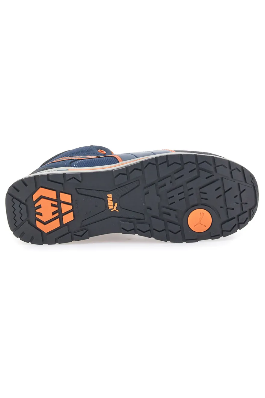 Scarpe antinfortunistiche blu e arancioni S3 Puma Safety Crosstwist Mid