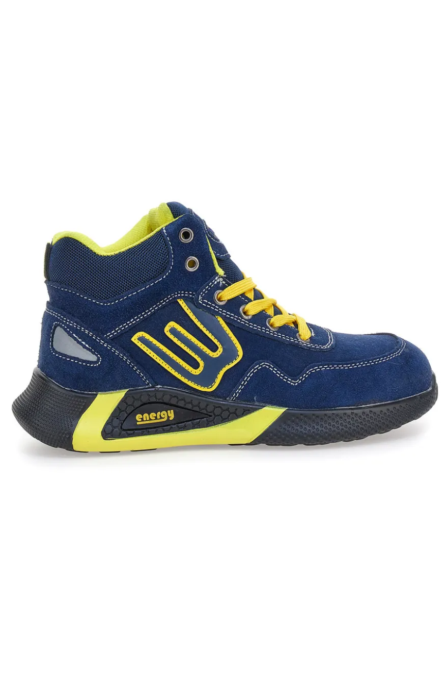 Scarpe antinfortunistiche alte blu inserti fluo S1P Blue energy BS195 S1PS SR