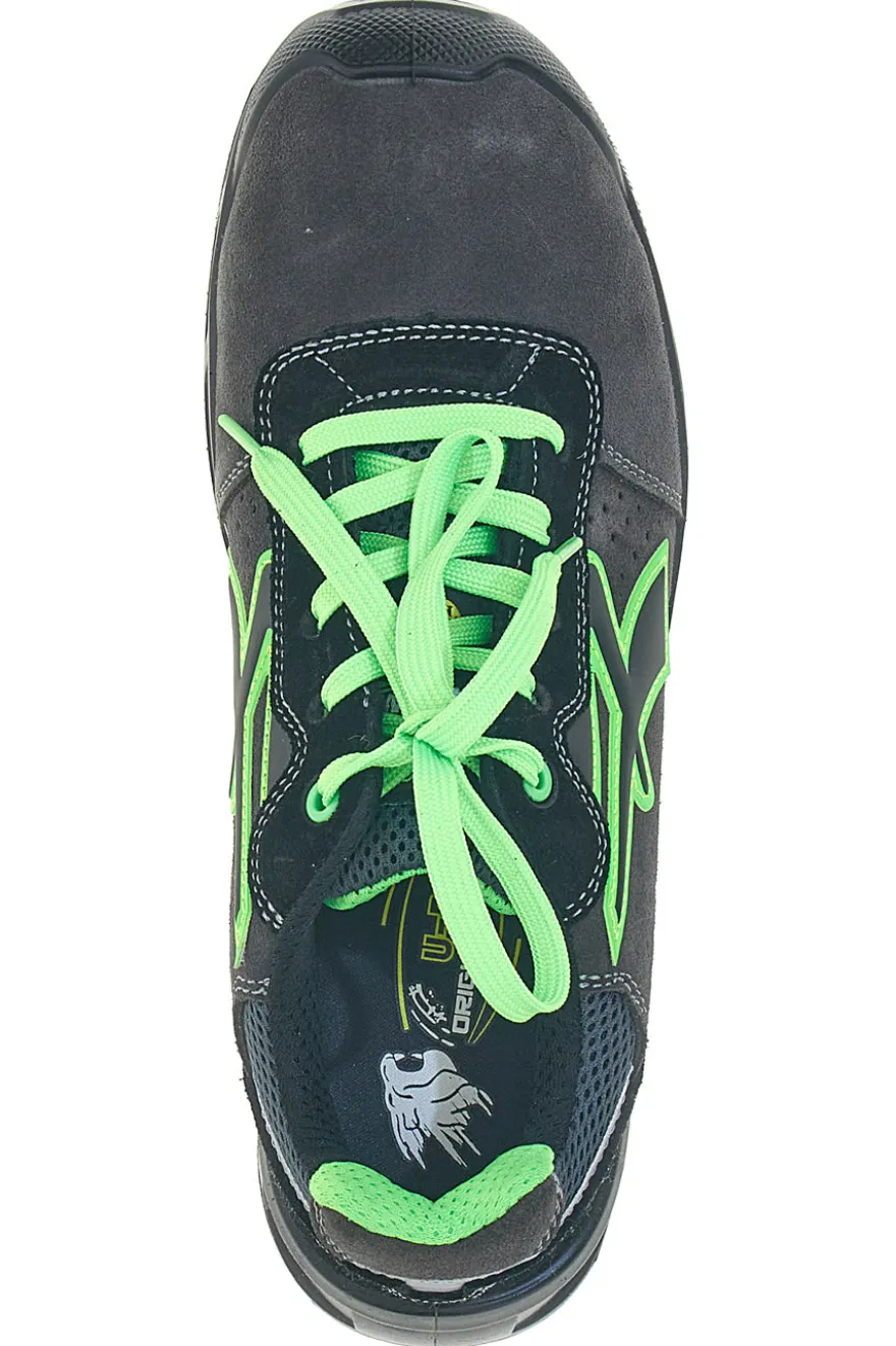 Scarpe antinfortunistiche da uomo nere verdi basse in pelle U. Power Taylor S S1PS FO SR ESD