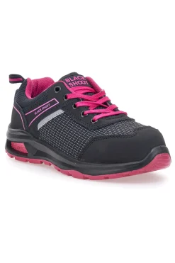 Scarpe antinfortunistiche nero e fucsia Black shoot PK23043 S1PL