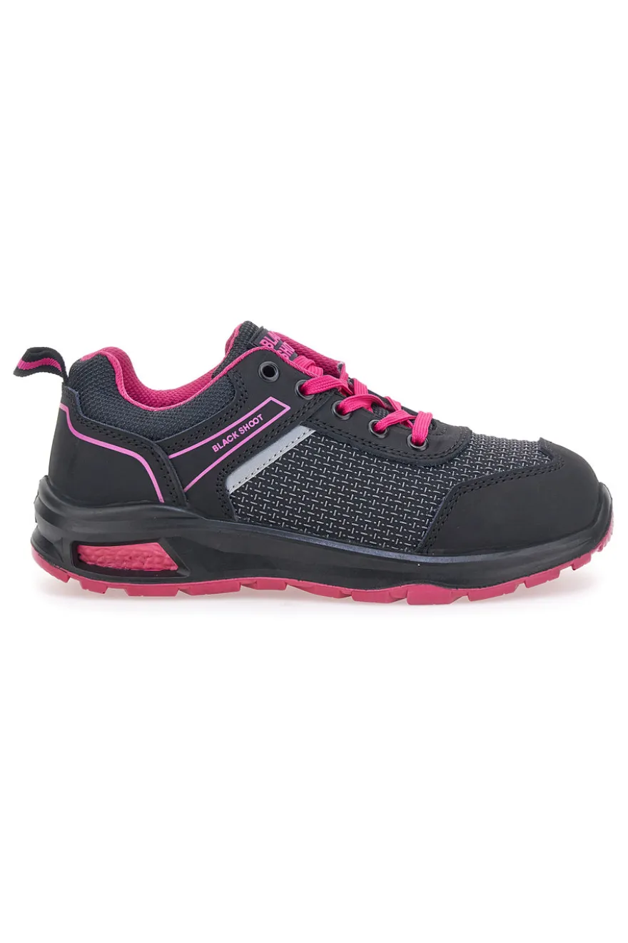 Scarpe antinfortunistiche nero e fucsia Black shoot PK23043 S1PL