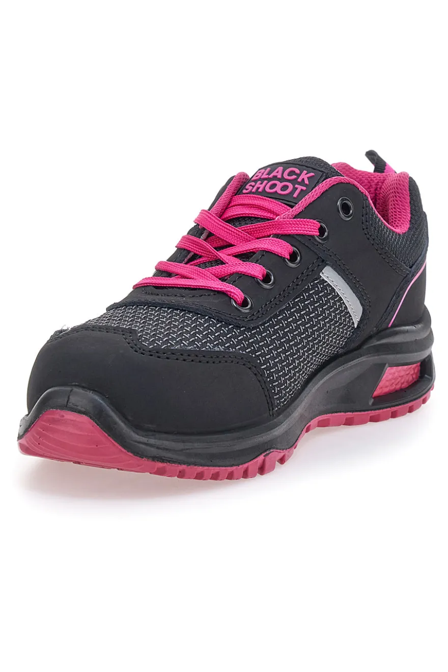 Scarpe antinfortunistiche nero e fucsia Black shoot PK23043 S1PL