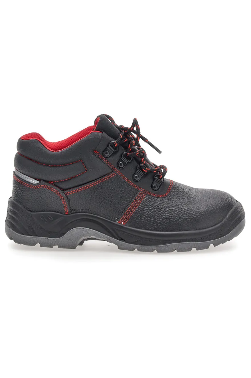 Scarpe antinfortunistiche nero e rosso in pelle Black shoot 623 S3 SRC
