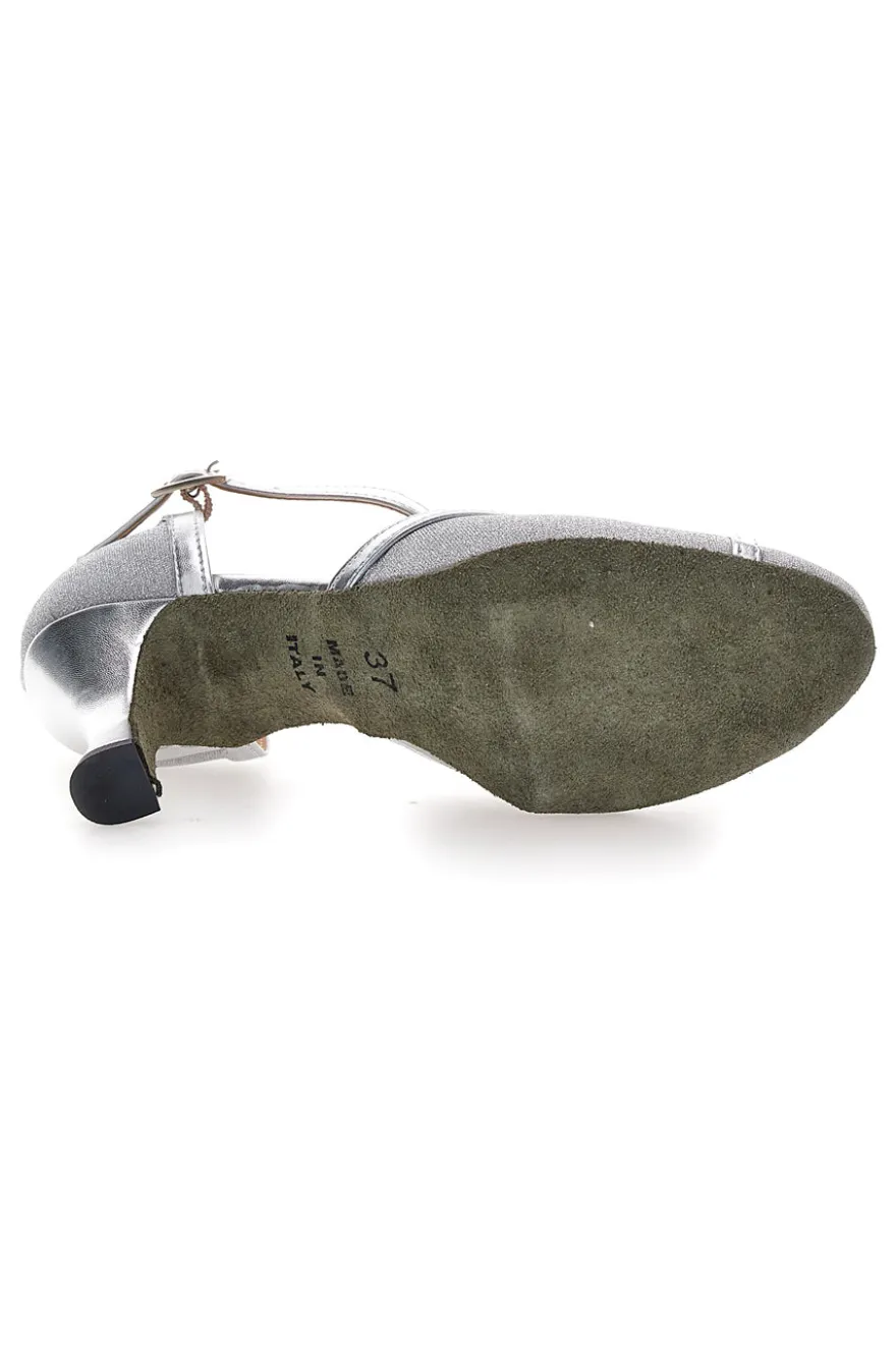 Scarpe argento con cinturino e suola in pelle The First Dance 6325