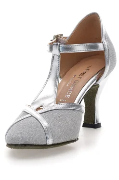 Scarpe argento con cinturino e suola in pelle The First Dance 6325
