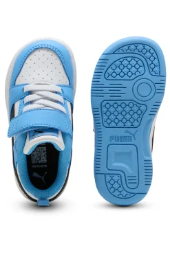 Scarpe azzurro bianco con chiusura a strappo Puma Rebound V6 Lo AC+ Inf