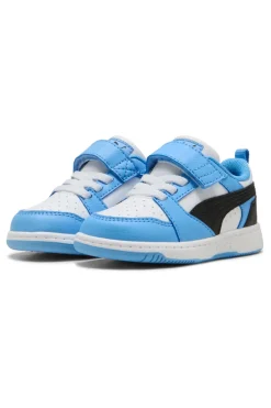 Scarpe azzurro bianco con chiusura a strappo Puma Rebound V6 Lo AC+ Inf
