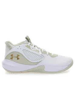 Scarpe basket bianche con inserti beige e suola ammortizzata Under Armour Lockdown 6