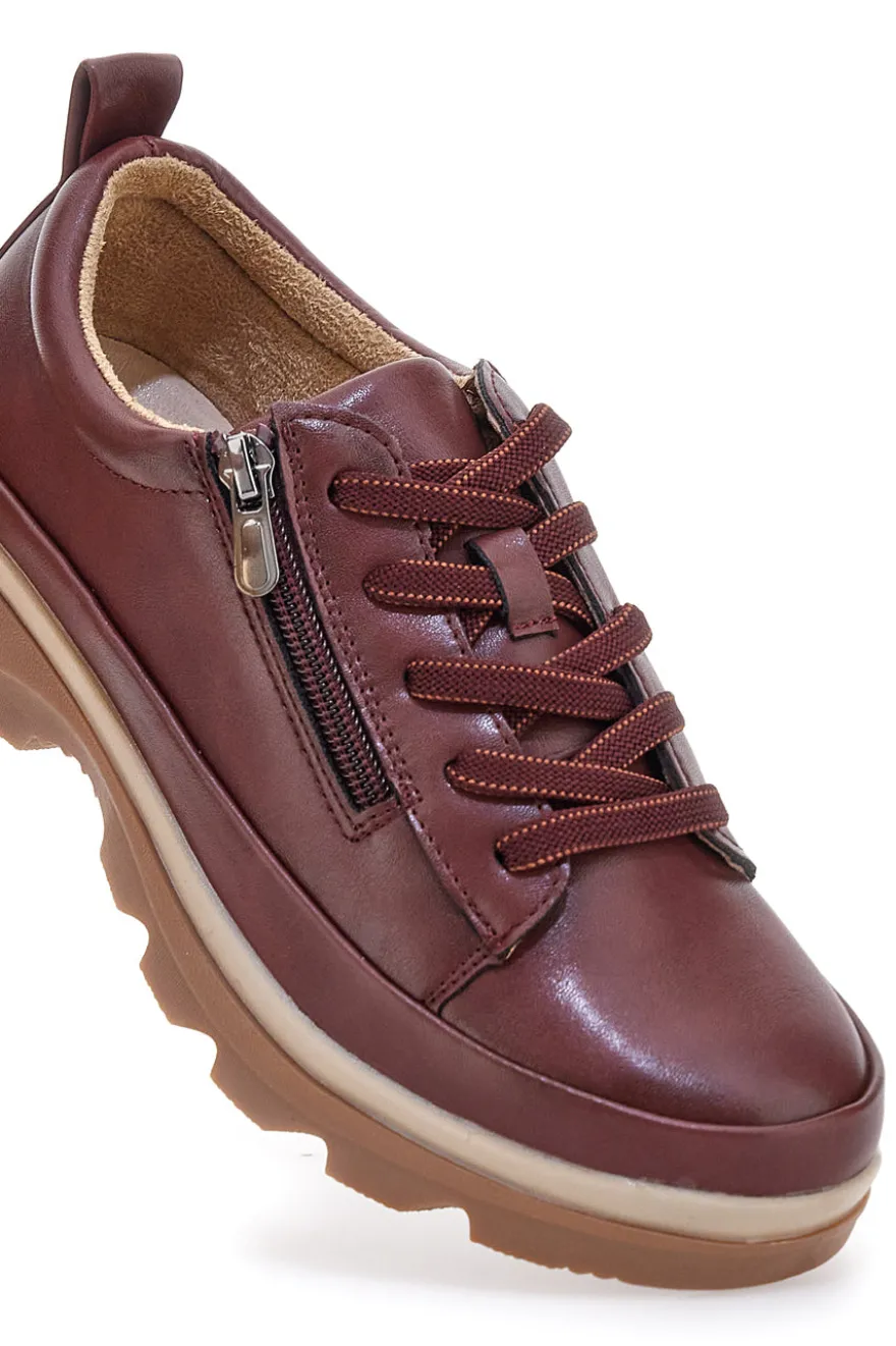 Scarpe basse bordeaux con zip laterale e suola carrarmato Altemberg 9