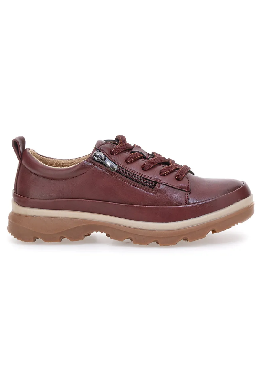 Scarpe basse bordeaux con zip laterale e suola carrarmato Altemberg 9