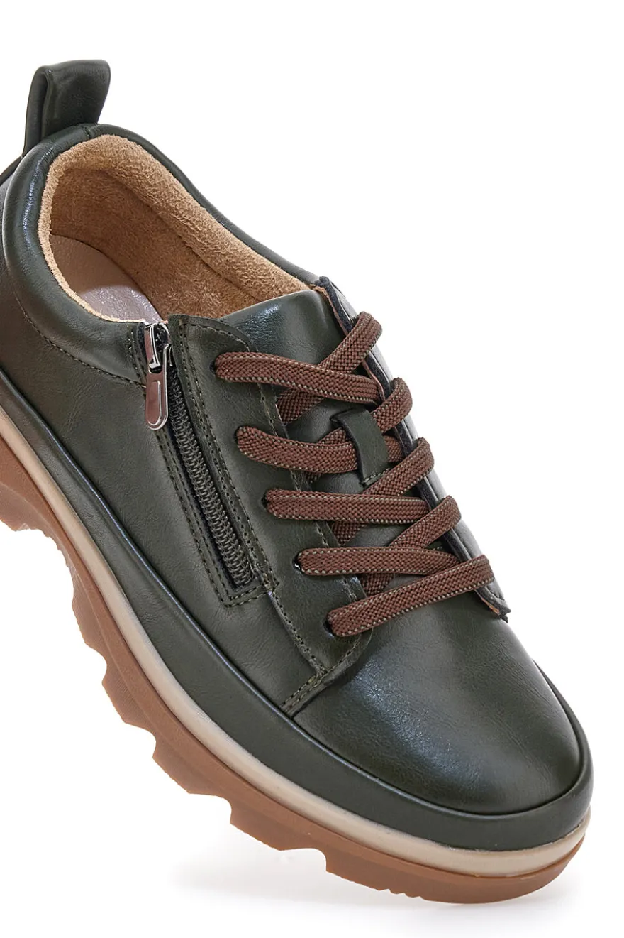 Scarpe basse verde scuro con zip laterale e suola carrarmato Altemberg 9