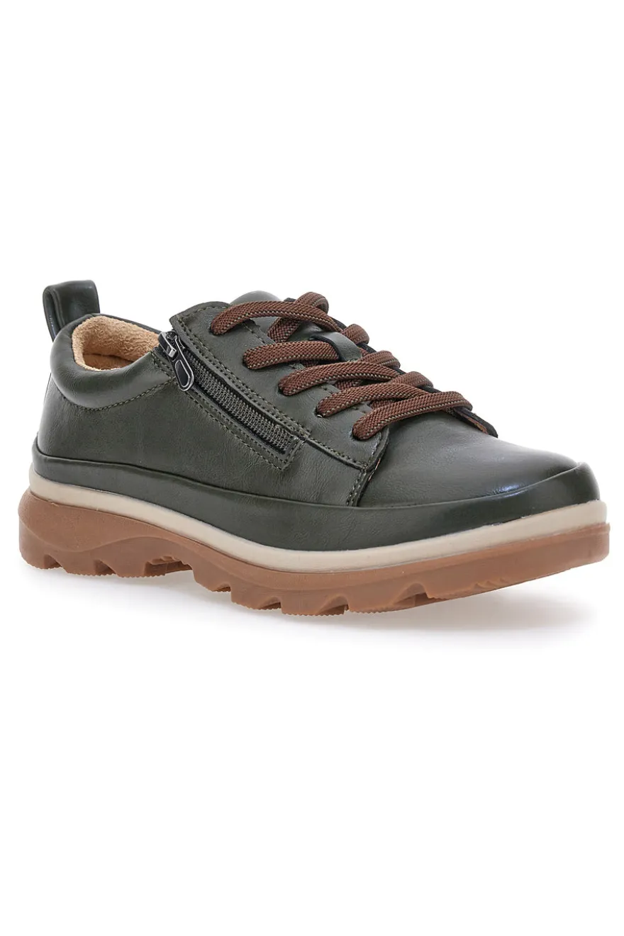 Scarpe basse verde scuro con zip laterale e suola carrarmato Altemberg 9