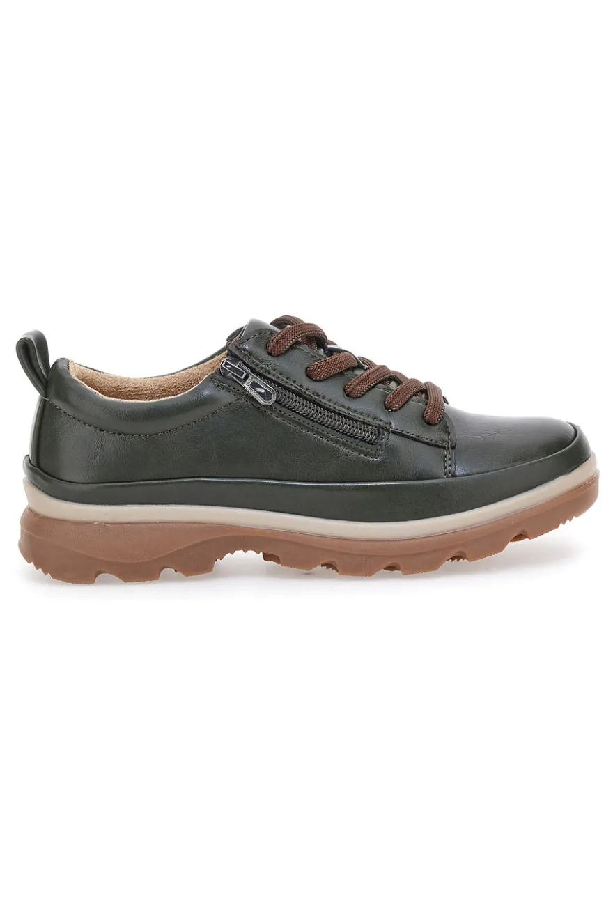 Scarpe basse verde scuro con zip laterale e suola carrarmato Altemberg 9