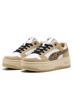 scarpe beige con dettagli animalier in suede Puma Rebound Femme Low Animal
