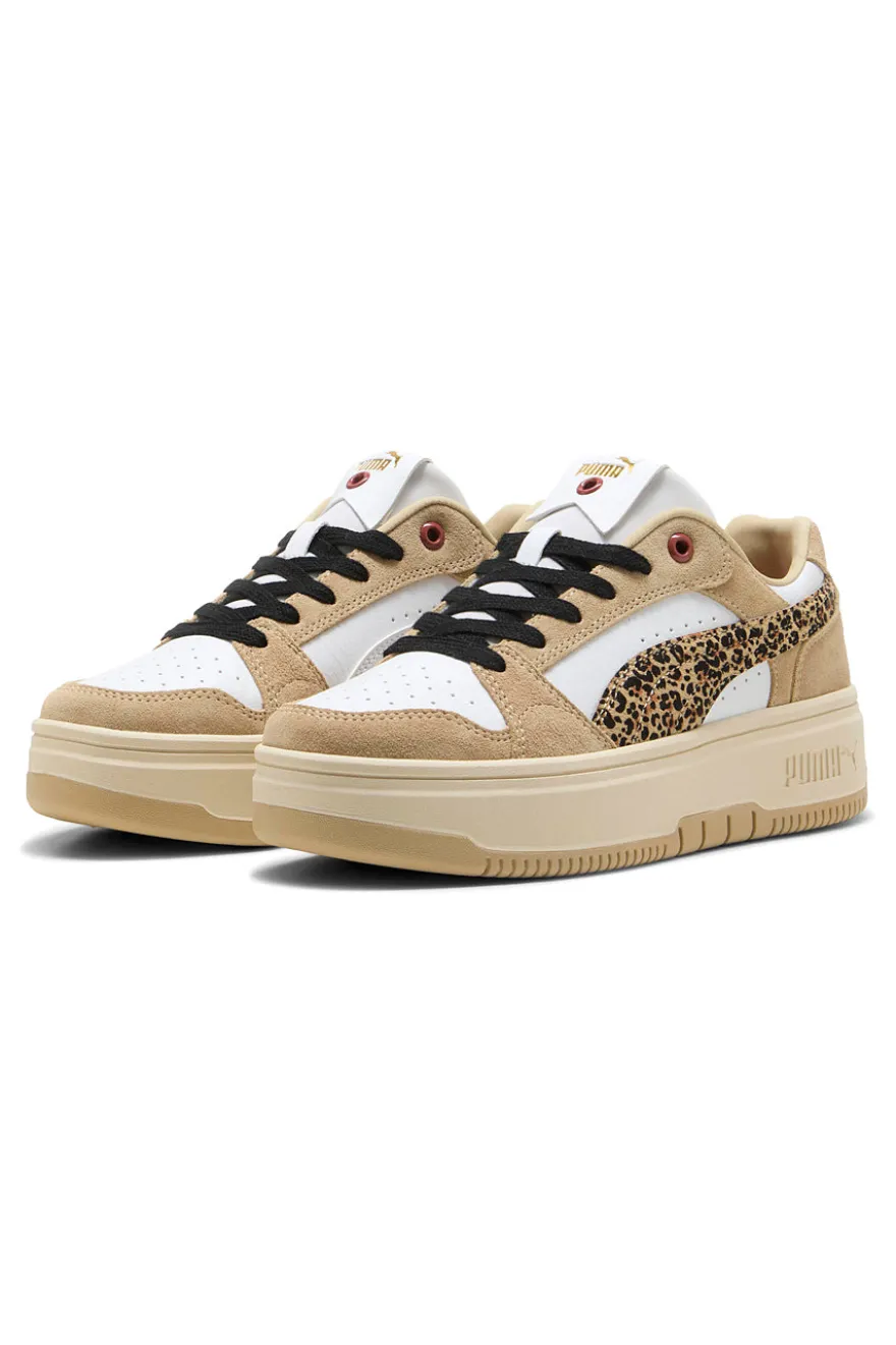 scarpe beige con dettagli animalier in suede Puma Rebound Femme Low Animal