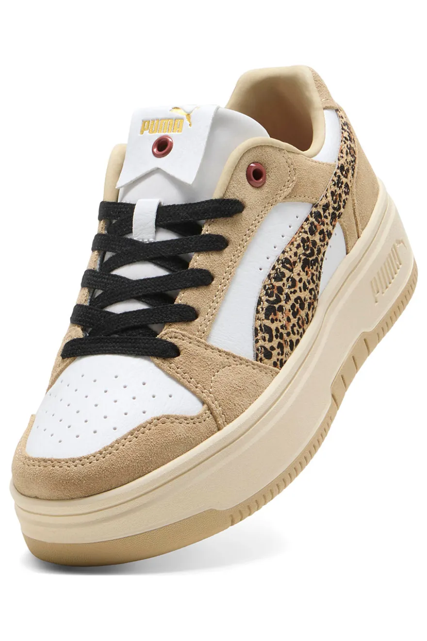 scarpe beige con dettagli animalier in suede Puma Rebound Femme Low Animal