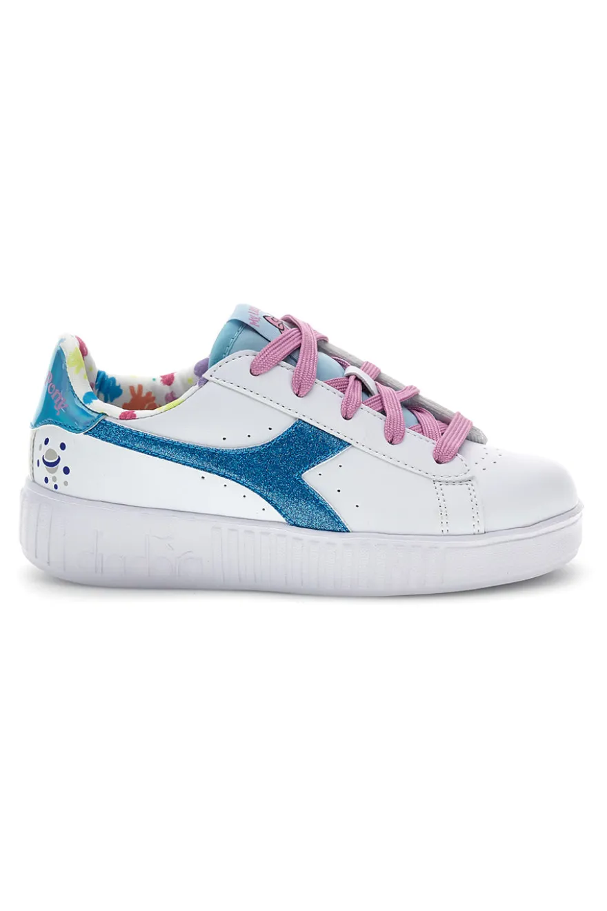 Scarpe bianche con lacci e dettagli azzurri Diadora Game Step Moonstone PS