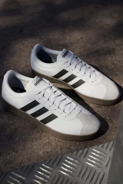 Scarpe bianche con strisce nere punta rinforzata Adidas VL Court Base