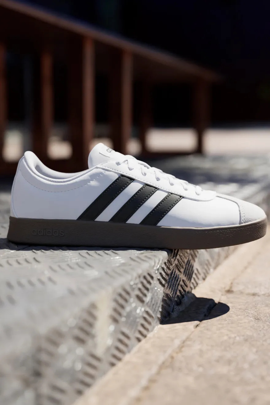 Scarpe bianche con strisce nere punta rinforzata Adidas VL Court Base