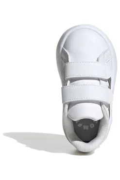 Scarpe bianche con strisce argento e suola Bubble memory Adidas Grand Court 2 CF I