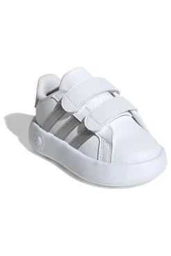 Scarpe bianche con strisce argento e suola Bubble memory Adidas Grand Court 2 CF I