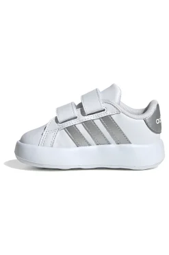 Scarpe bianche con strisce argento e suola Bubble memory Adidas Grand Court 2 CF I