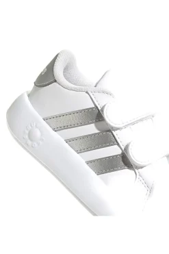 Scarpe bianche con strisce argento e suola Bubble memory Adidas Grand Court 2 CF I