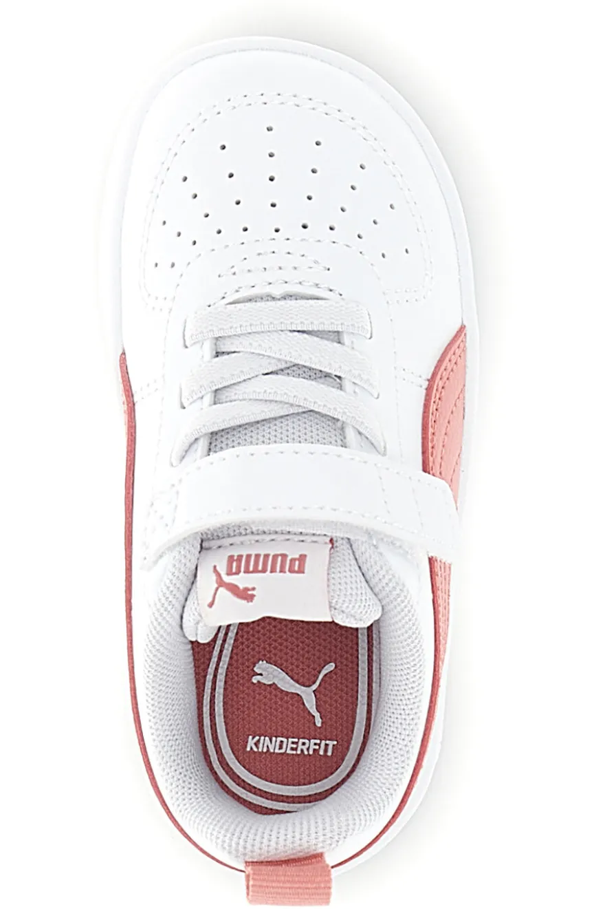 Scarpe bianche corallo con chiusura a strappo e lacci elastici Puma Rickie AC+ Inf