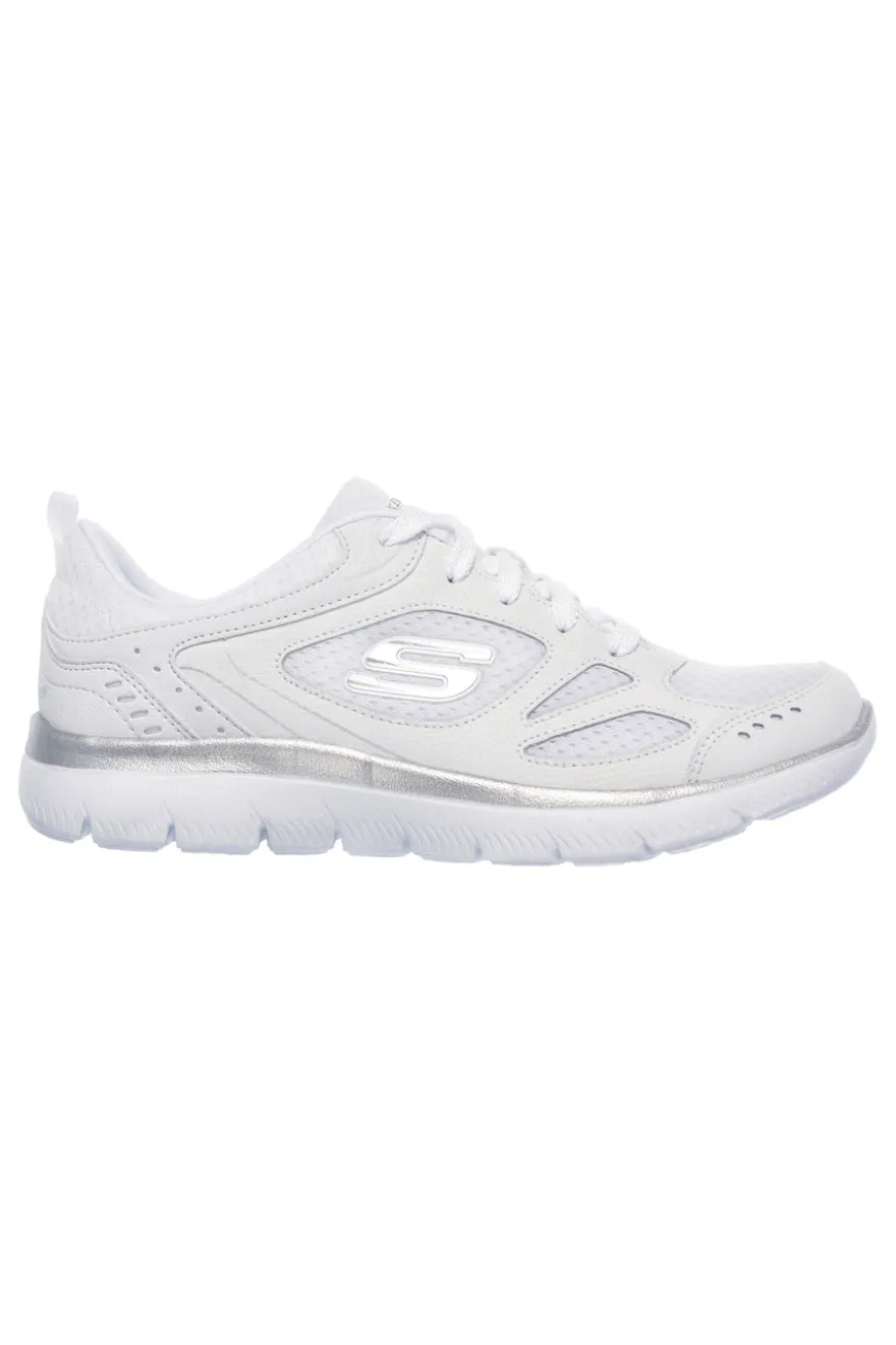 Scarpe bianche leggere con inserti argento Skechers SUMMITS SUITED