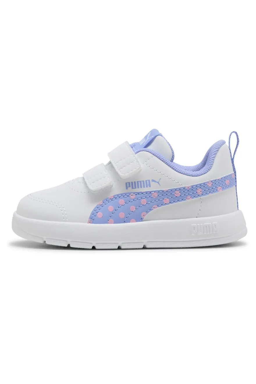 Scarpe bianche lilla con chiusura a strappo Puma Courtflex V3 Dotty V Inf