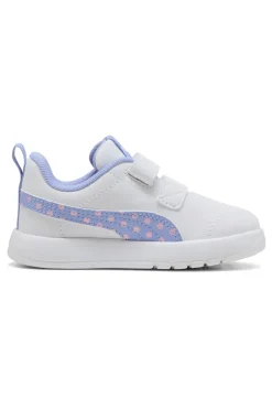 Scarpe bianche lilla con chiusura a strappo Puma Courtflex V3 Dotty V Inf