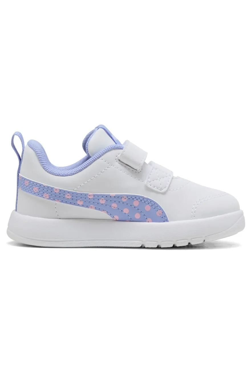 Scarpe bianche lilla con chiusura a strappo Puma Courtflex V3 Dotty V Inf