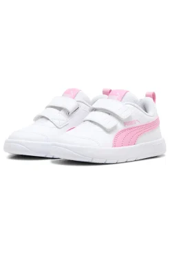 Scarpe bianche rosa con chiusura a strappo Puma Courtflex V3 V Inf