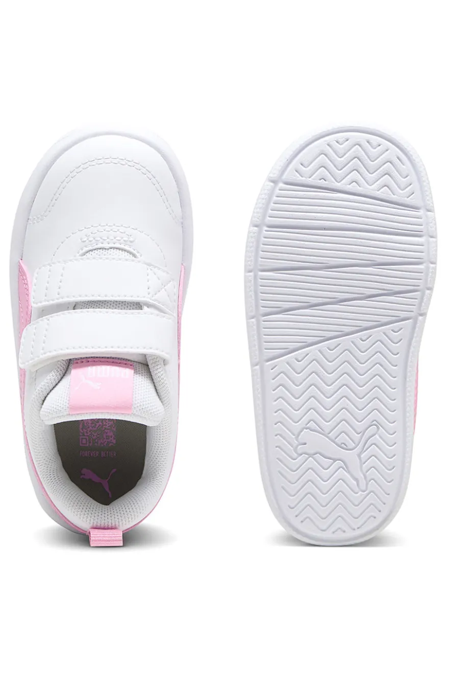 Scarpe bianche rosa con chiusura a strappo Puma Courtflex V3 V Inf