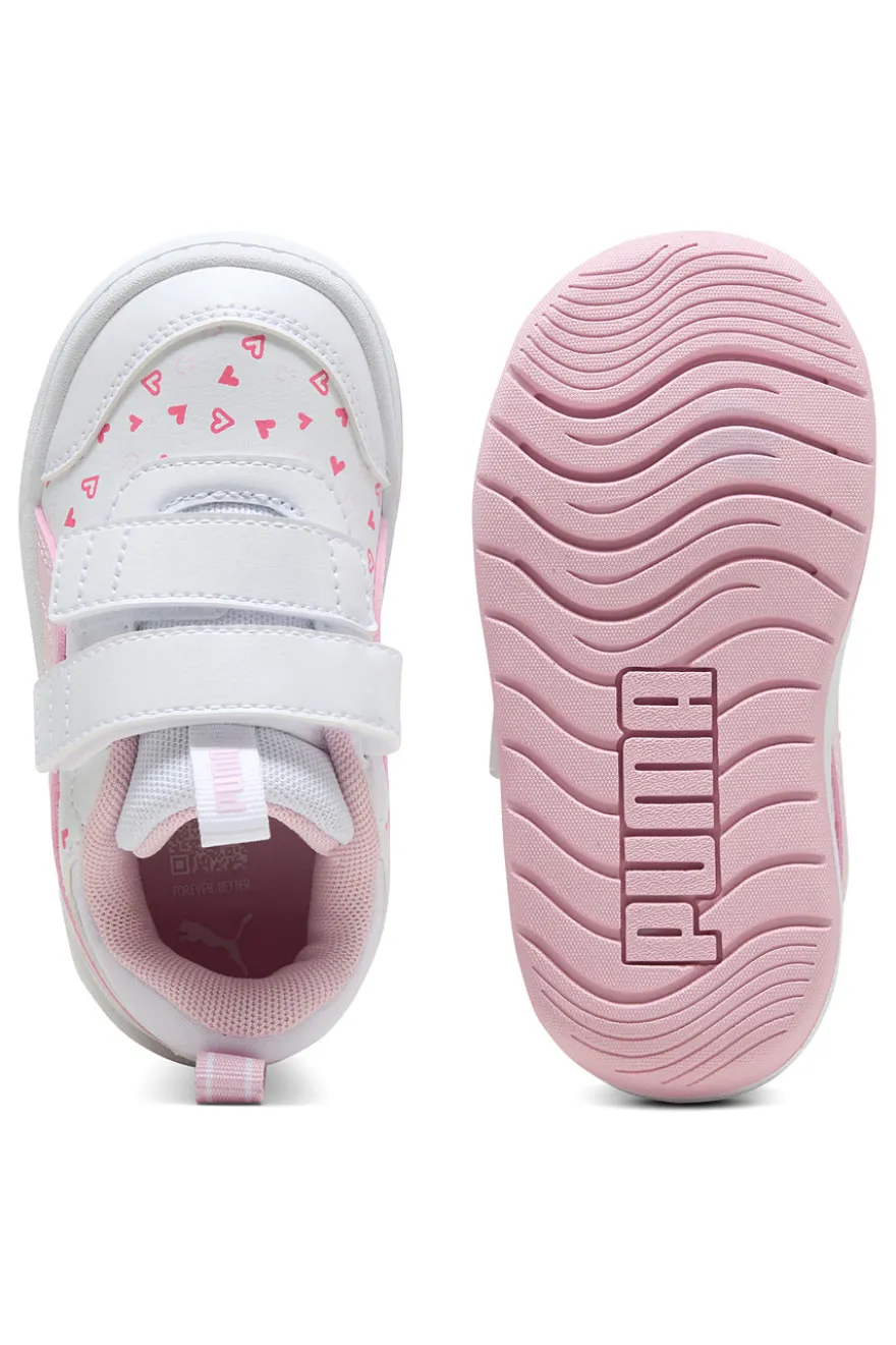 Scarpe bianche rosa con chiusura a strappo Puma Multiflex 2 Hearty V Inf