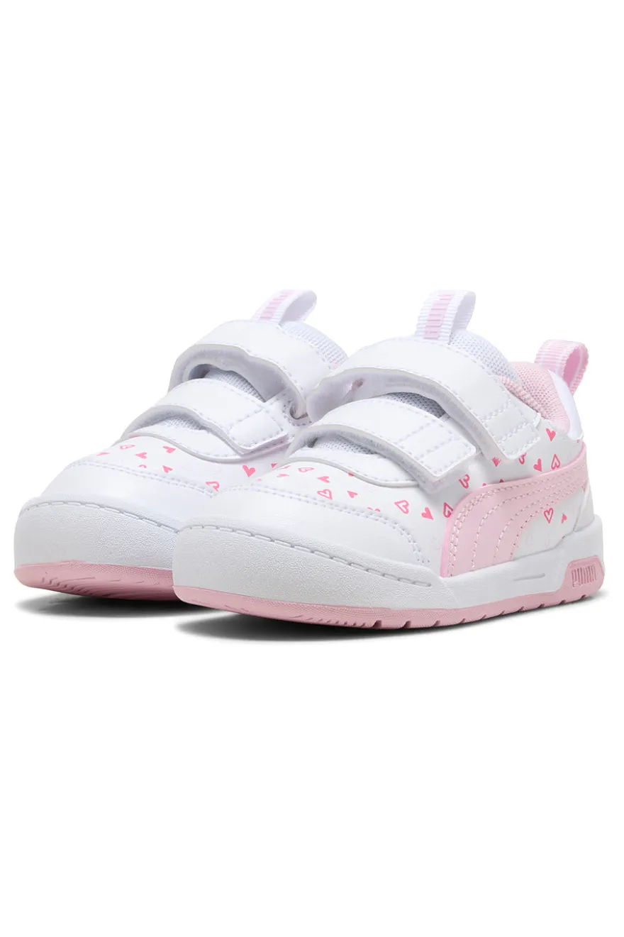 Scarpe bianche rosa con chiusura a strappo Puma Multiflex 2 Hearty V Inf