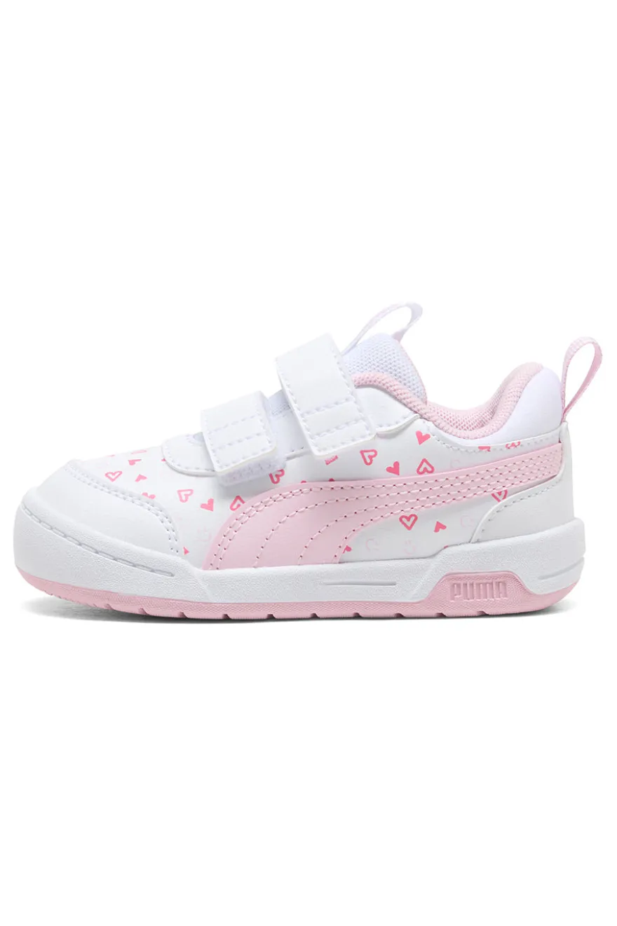 Scarpe bianche rosa con chiusura a strappo Puma Multiflex 2 Hearty V Inf