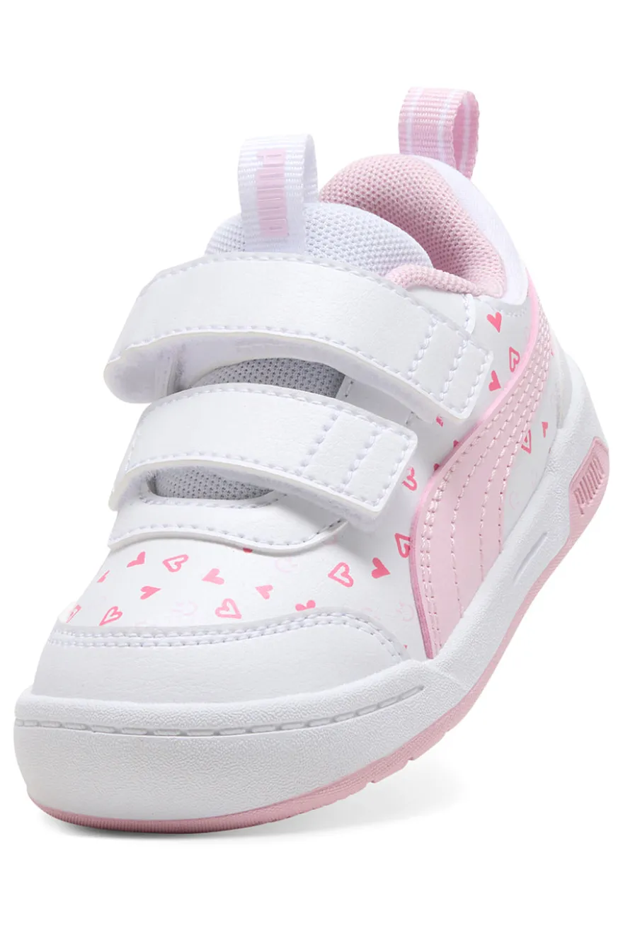 Scarpe bianche rosa con chiusura a strappo Puma Multiflex 2 Hearty V Inf