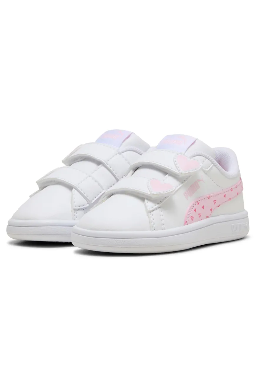 Scarpe bianco rosa con chiusura a strappo Puma Smash 3.0 Hearty V Inf